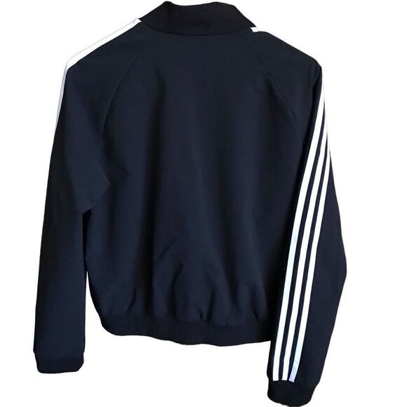 Adidas Jacket Size Large Black Athletic Workout three stripes Athleisure - Picture 2 of 4